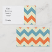 Blaue und orange Zickzack Pastellstreifen Visitenkarte (Vorne/Hinten)