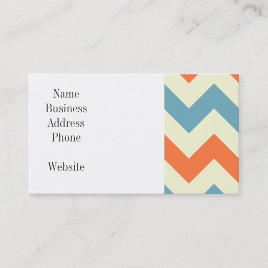 Blaue und orange Zickzack Pastellstreifen Visitenkarte (Vorderseite)