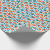 Blaue und orangefarbene Artwork Geschenkpapier (Ecke)