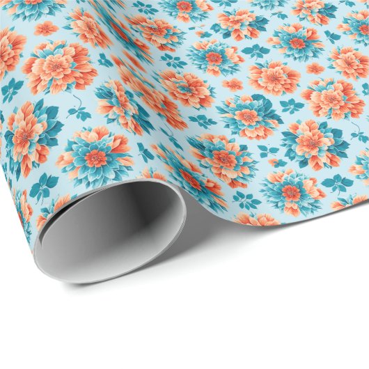 Blaue und orangefarbene Artwork Geschenkpapier (Rolleneckpunkt)