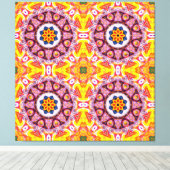 Blaue und orangefarbene Blume Leinwanddruck (Insitu (Holzboden))