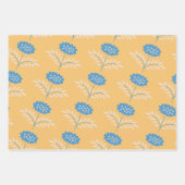 Blaue und orangefarbene Blumenumhüllungsblätter Geschenkpapier Set (Vorderseite)