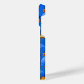 Blaue und orangefarbene Enten mit einem blauen 4x4 iPhone Hülle (Linke Seite)