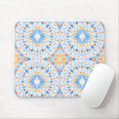 Blaue und orangefarbene Kacheln Mousepad (Mit Mouse)