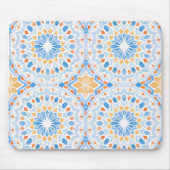 Blaue und orangefarbene Kacheln Mousepad (Vorne)