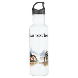 Blaue und orangefarbene Krabbe am Strand Edelstahlflasche