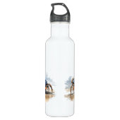 Blaue und orangefarbene Krabbe am Strand Edelstahlflasche (Rückseite)