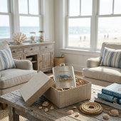 Blaue und orangefarbene Krabbe am Strand Flachmann