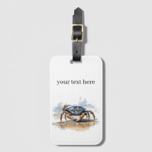 Blaue und orangefarbene Krabbe am Strand Gepäckanhänger