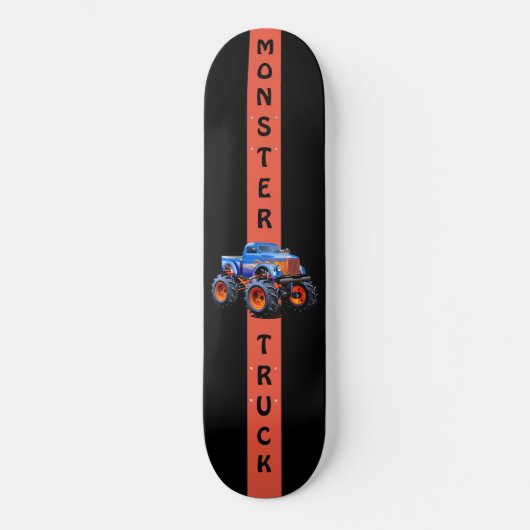 Blaue und orangefarbene Monster LKW 8 1/8" Skatebo Skateboard (Vorderseite)