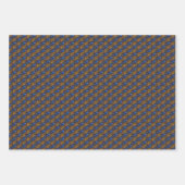 Blaue und orangefarbene Pfauenfedermuster Geschenkpapier Set (Vorderseite)