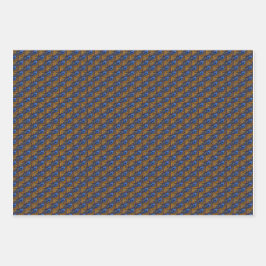 Blaue und orangefarbene Pfauenfedermuster Geschenkpapier Set