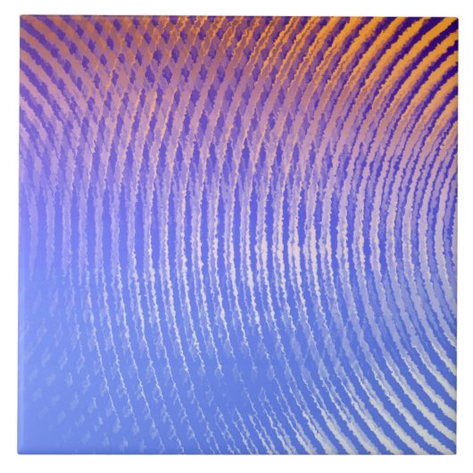 Blaue und orangefarbene Schallwellen Fliese (Vorderseite)