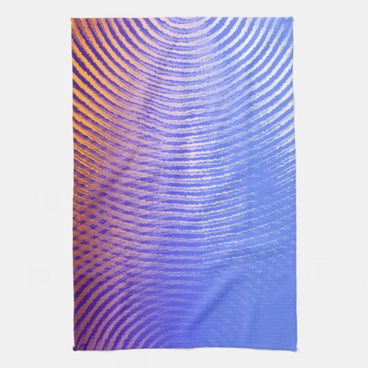 Blaue und orangefarbene Schallwellen Geschirrtuch (Vertikal)