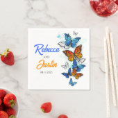 Blaue und orangefarbene Schmetterlinge Moderne Boh Serviette (Beispiel)