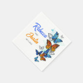 Blaue und orangefarbene Schmetterlinge Moderne Boh Serviette (Ecke)