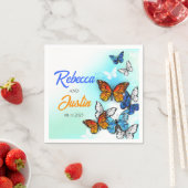 Blaue und orangefarbene Schmetterlinge Moderne Boh Serviette (Beispiel)