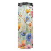 Blaue und orangefarbene Schmetterlinge Thermosbecher (Rückseite)