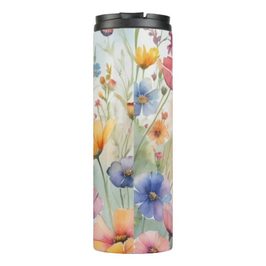 Blaue und orangefarbene Schmetterlinge Thermosbecher (Rückseite)