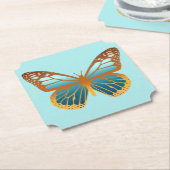 Blaue und orangefarbene Schmetterlinge Untersetzer (angewinkelt)