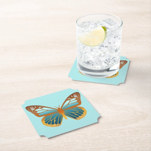 Blaue und orangefarbene Schmetterlinge Untersetzer (Vor Ort)