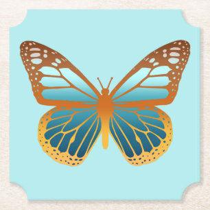 Blaue und orangefarbene Schmetterlinge Untersetzer