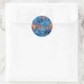 Blaue und orangefarbene Skulls Runder Aufkleber (Tasche)
