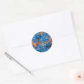 Blaue und orangefarbene Skulls Runder Aufkleber (Umschlag)