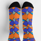 Blaue und orangefarbene Socken mit geometrischem M (Oben)