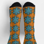 Blaue und orangefarbene Socken "Star of Life" (Oben)