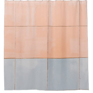Blaue und orangefarbene Wand Duschvorhang