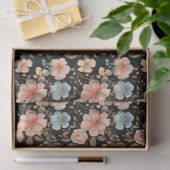 Blaue und Pfirsich-Fantasie-Blumen Seidenpapier (Geschenk)