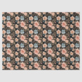Blaue und Pfirsich-Fantasie-Blumen Seidenpapier (Vorderseite)