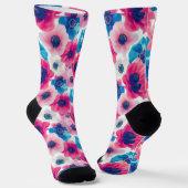 Blaue und rosa Anemone Socken (Gewinkelt)