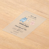 Blaue und rosa Aquarellfarbe Akryllische Einladung (Ablage )