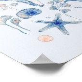 Blaue und rosa Aquarellfische Poster (Ecke)