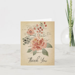 Blaue und rosa Aquarellpergament  Karte