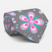 Blaue und rosa Blume Krawatte (Gerollt)