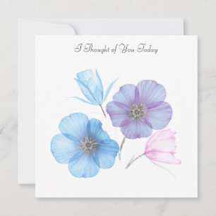 Blaue und rosa Blumen-Einfachheit Ich denke an Dic Mitteilungskarte