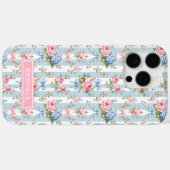 Blaue und rosa Blumen und Bows gestreift Case-Mate iPhone Hülle (Rückseite (Horizontal))