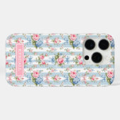 Blaue und rosa Blumen und Bows gestreift Case-Mate iPhone Hülle (Rückseite (Horizontal))