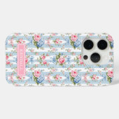 Blaue und rosa Blumen und Bows gestreift Case-Mate iPhone Hülle (Rückseite (Horizontal))