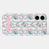 Blaue und rosa Blumen und Bows gestreift Case-Mate iPhone Hülle (Rückseite (Horizontal))