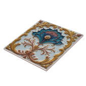 Blaue und rosa Blumenrosette Fliese (Seite)