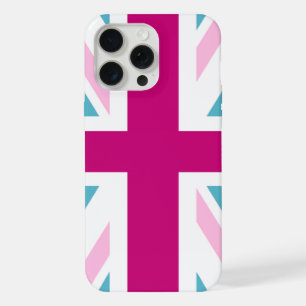 Blaue und rosa britische Flagge iPhone 15 Pro Max Hülle