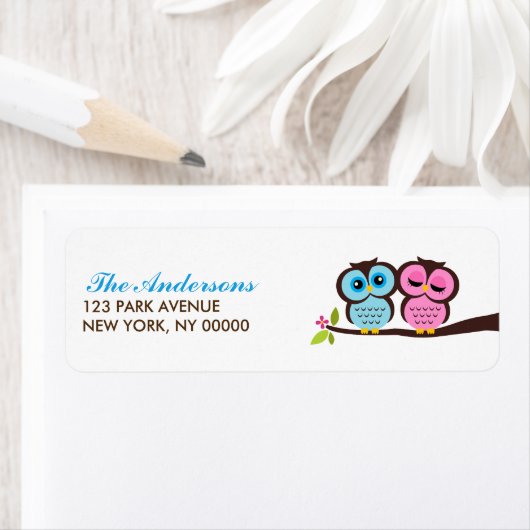 Blaue und rosa Eulen (Insitu)