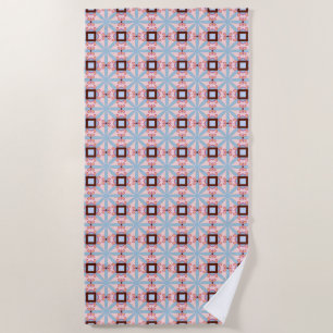 Blaue und rosa Farbtöne geometrisches Muster Strandtuch