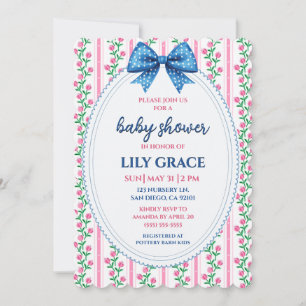 Blaue und rosa florale Babyparty-Einladung Einladung