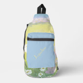 Blaue und rosa Frühlingshügel Hintergrund Crossbody Bag (Vorderseite)