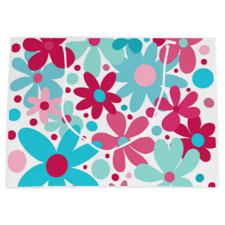 Blaue und rosa funkige Blume Große Geschenktüte